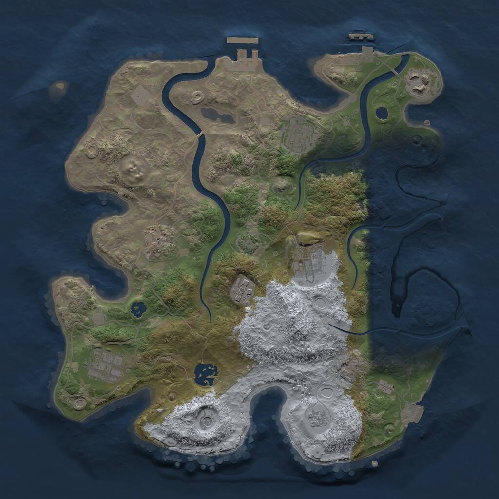 Rust Map: Procedural Map, Size: 3200, Seed: 1323620670, 13 Monuments