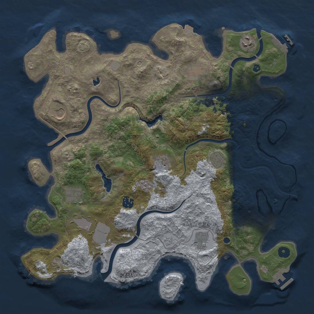 Rust Map: Procedural Map, Size: 4050, Seed: 1849327515, 16 Monuments