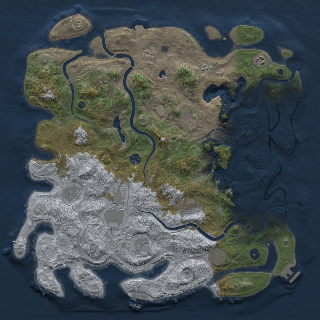 Rust Map: Procedural Map, Size: 4500, Seed: 348183544, 16 Monuments