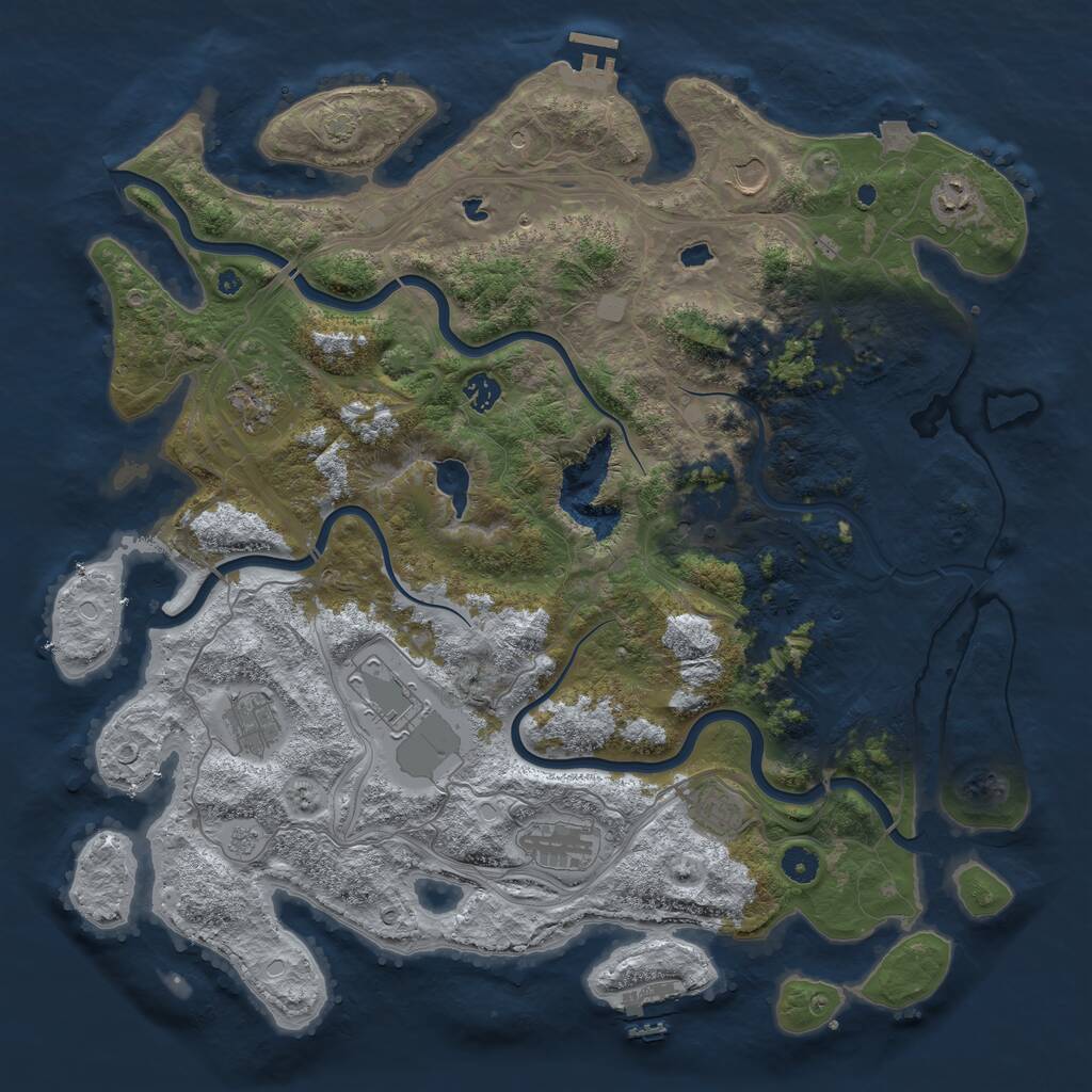 Rust Map: Procedural Map, Size: 4500, Seed: 2566801, 16 Monuments