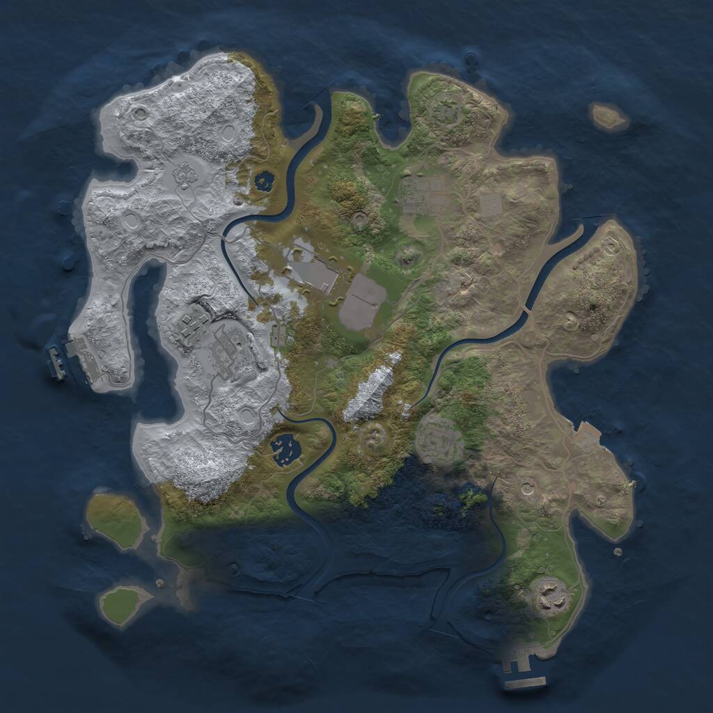 Rust Map: Procedural Map, Size: 3500, Seed: 107733106, 13 Monuments