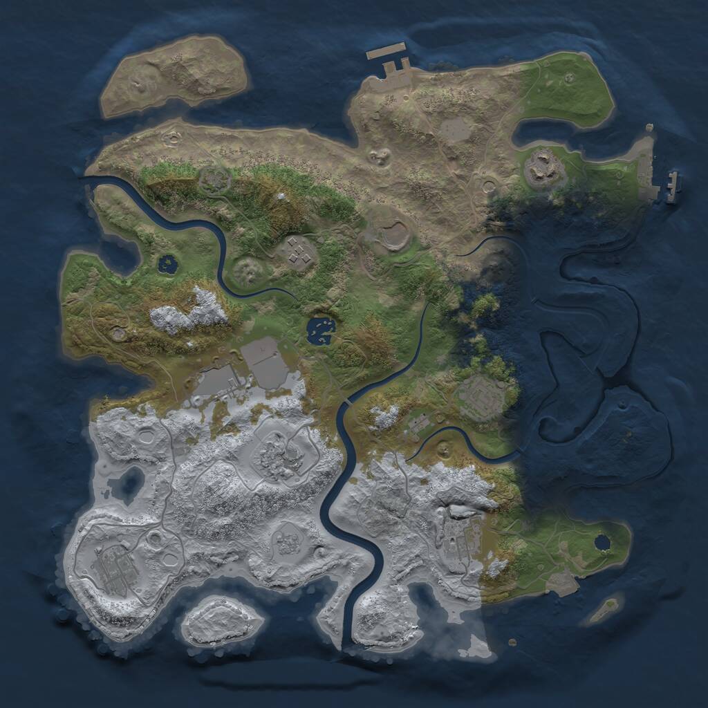 Rust Map: Procedural Map, Size: 3600, Seed: 1176453448, 15 Monuments