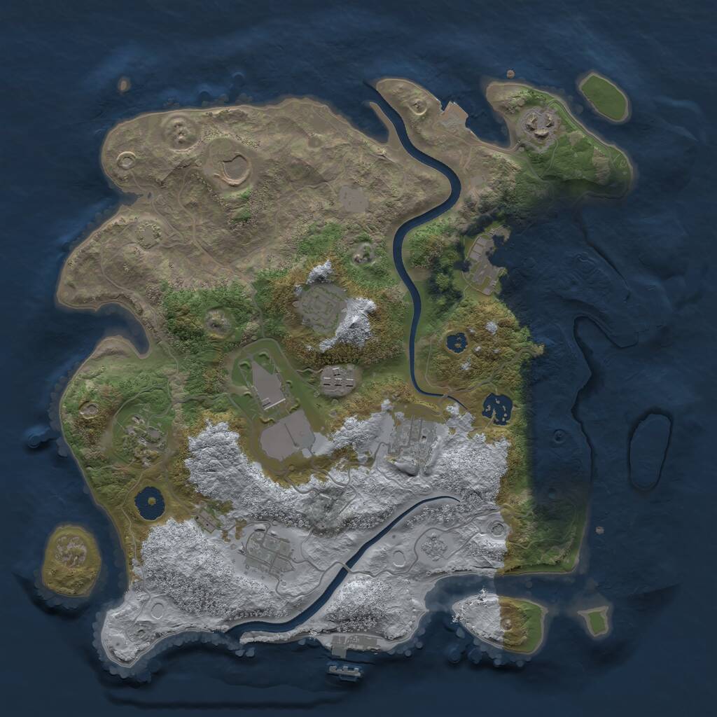 Rust Map: Procedural Map, Size: 3500, Seed: 737956986, 16 Monuments