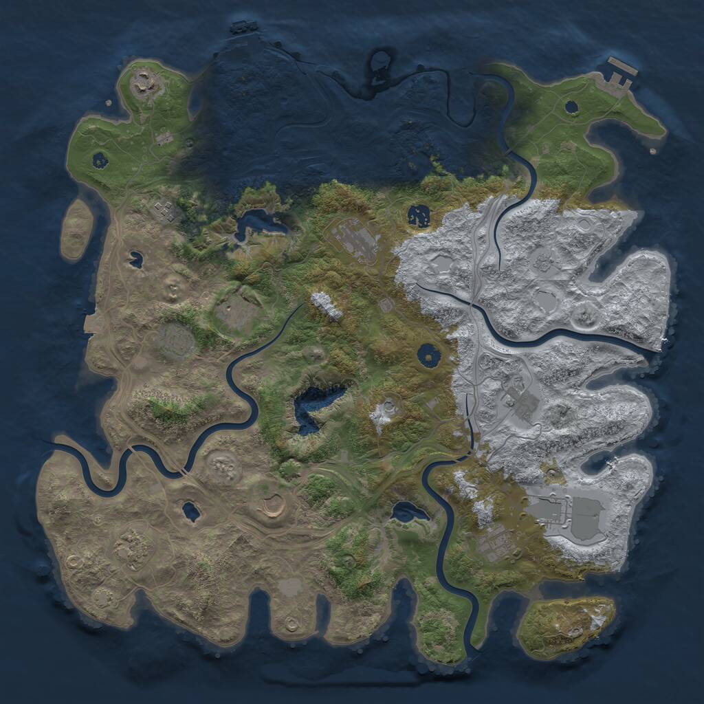 Rust Map: Procedural Map, Size: 4500, Seed: 1265744667, 17 Monuments