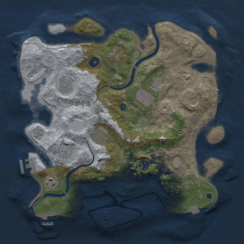 Rust Map: Procedural Map, Size: 3500, Seed: 1336991078, 15 Monuments