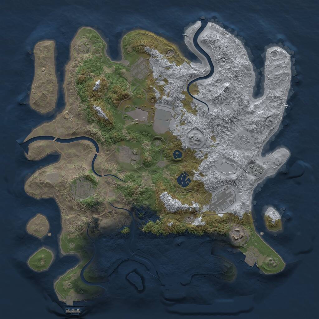 Rust Map: Procedural Map, Size: 3500, Seed: 435645616, 14 Monuments