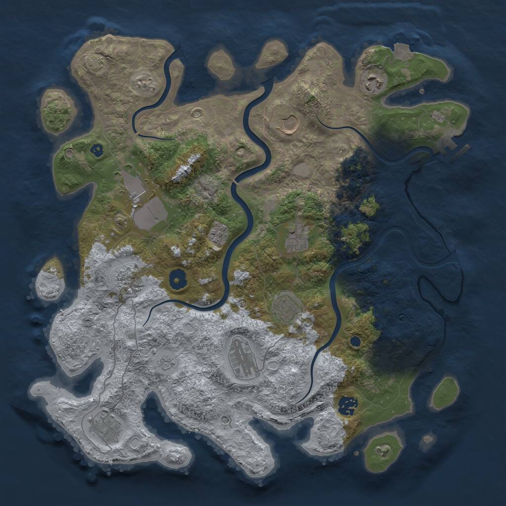 Rust Map: Procedural Map, Size: 3900, Seed: 70305648, 15 Monuments