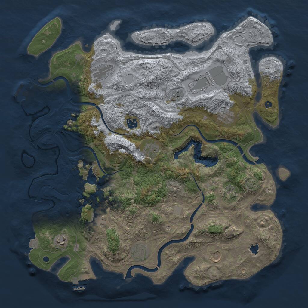 Rust Map: Procedural Map, Size: 4250, Seed: 1413175854, 17 Monuments