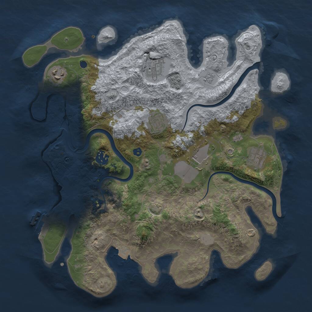 Rust Map: Procedural Map, Size: 3500, Seed: 70132802, 12 Monuments