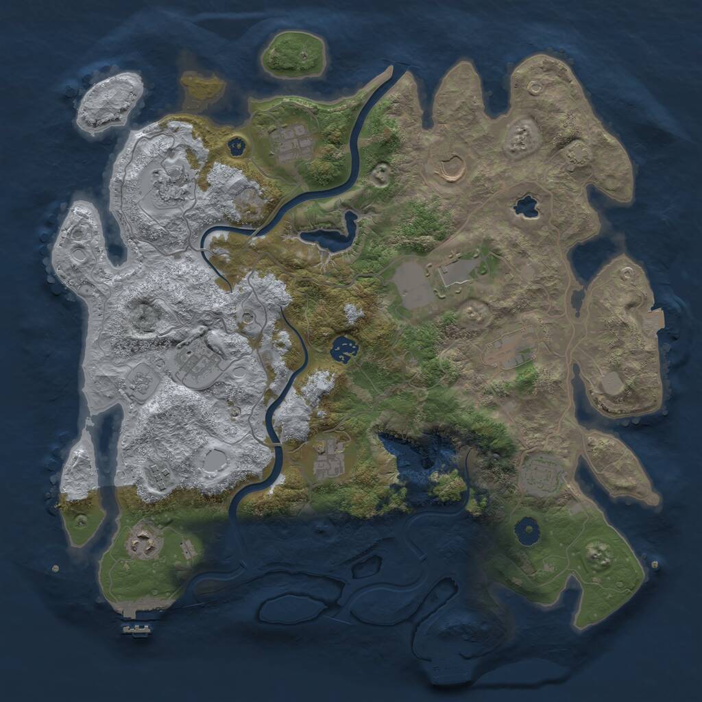 Rust Map: Procedural Map, Size: 4000, Seed: 1837163861, 17 Monuments