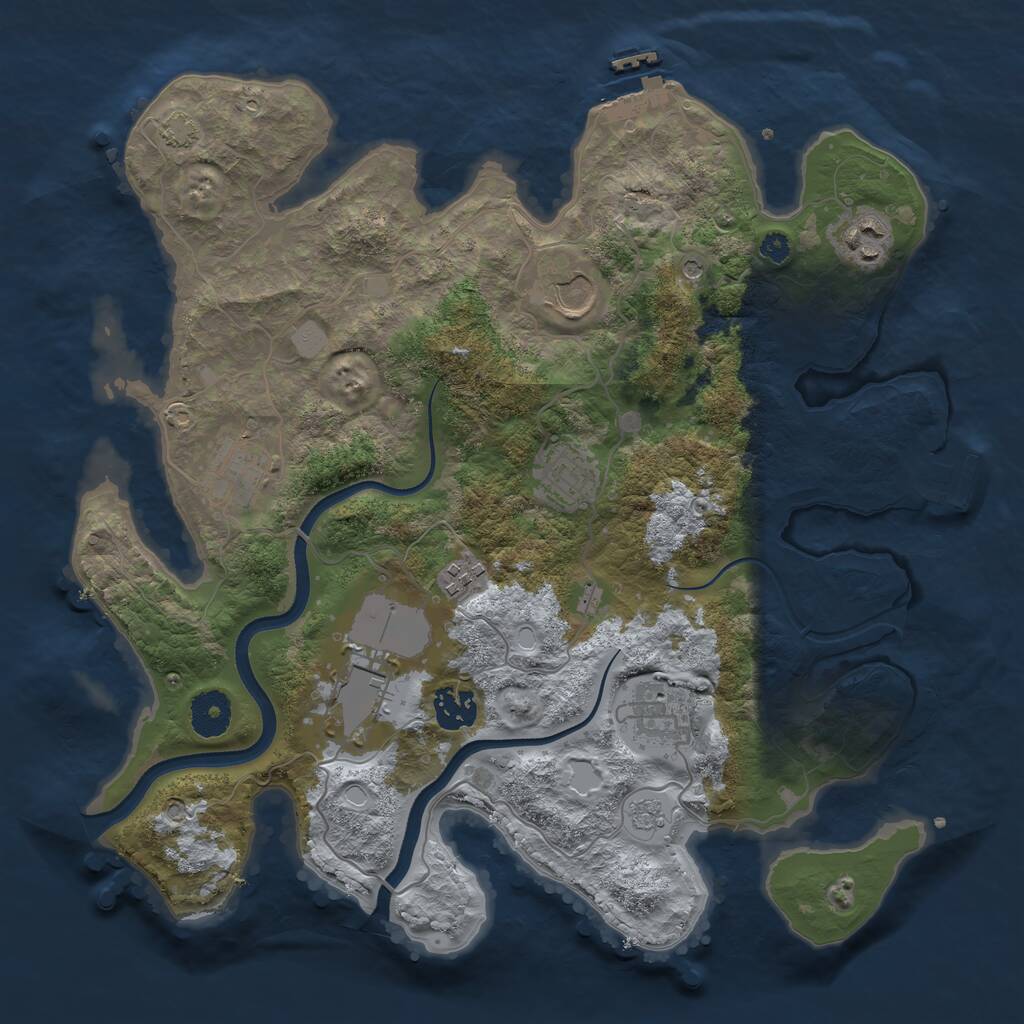 Rust Map: Procedural Map, Size: 3500, Seed: 24040900, 14 Monuments