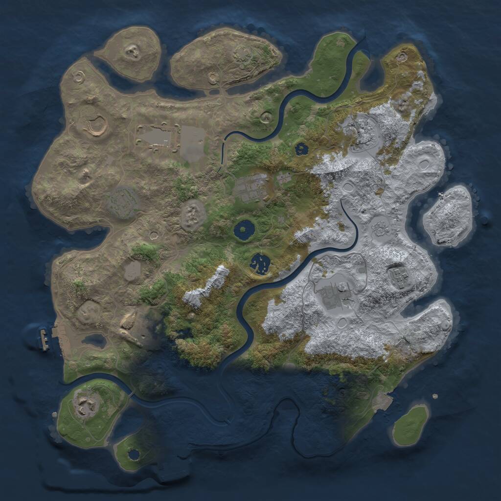 Rust Map: Procedural Map, Size: 3750, Seed: 108827103, 16 Monuments