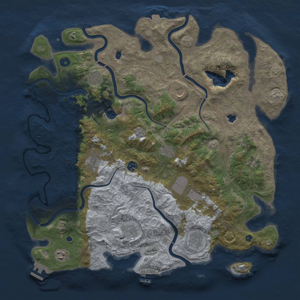 Rust Map: Procedural Map, Size: 4500, Seed: 2000896648, 17 Monuments