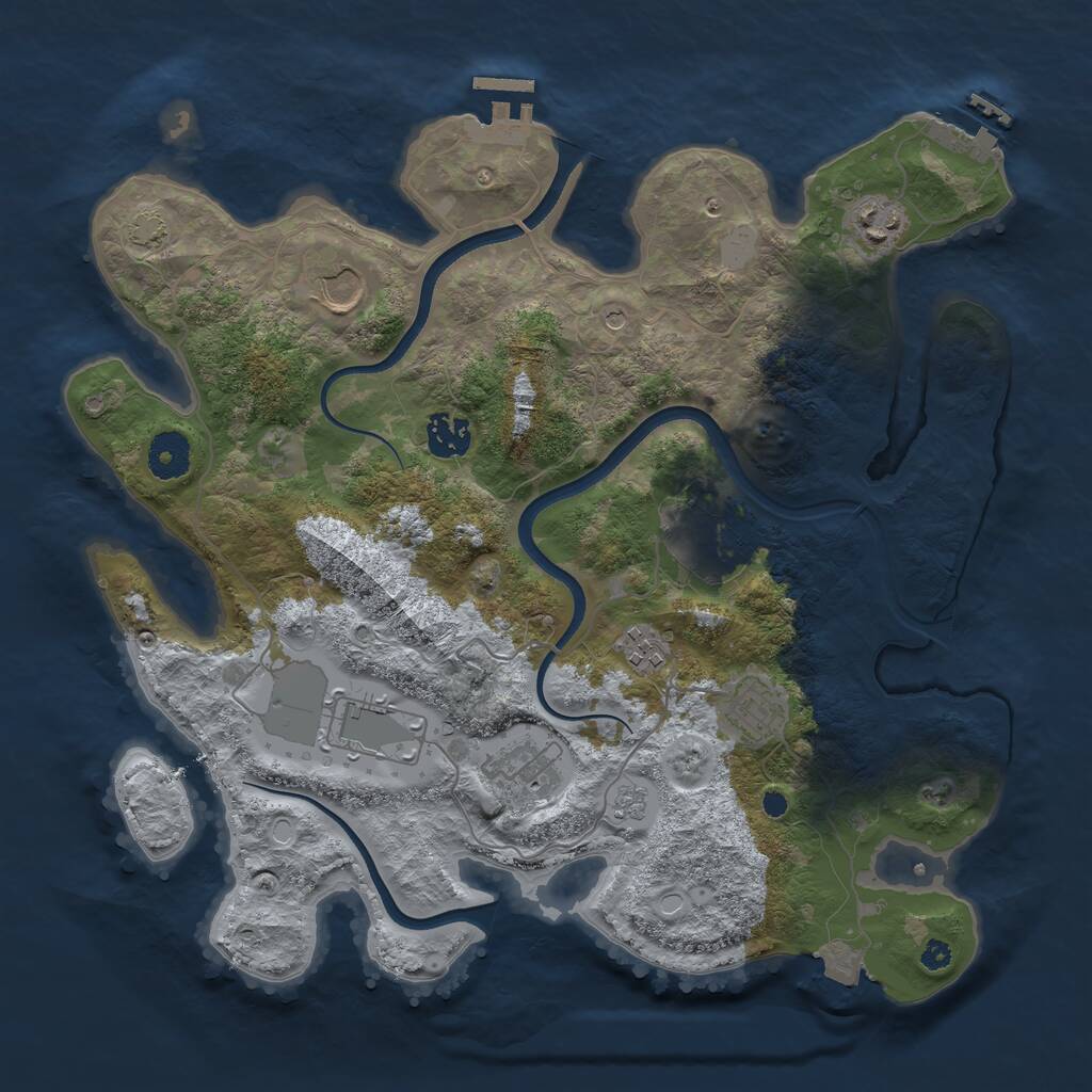 Rust Map: Procedural Map, Size: 3600, Seed: 6363696, 14 Monuments