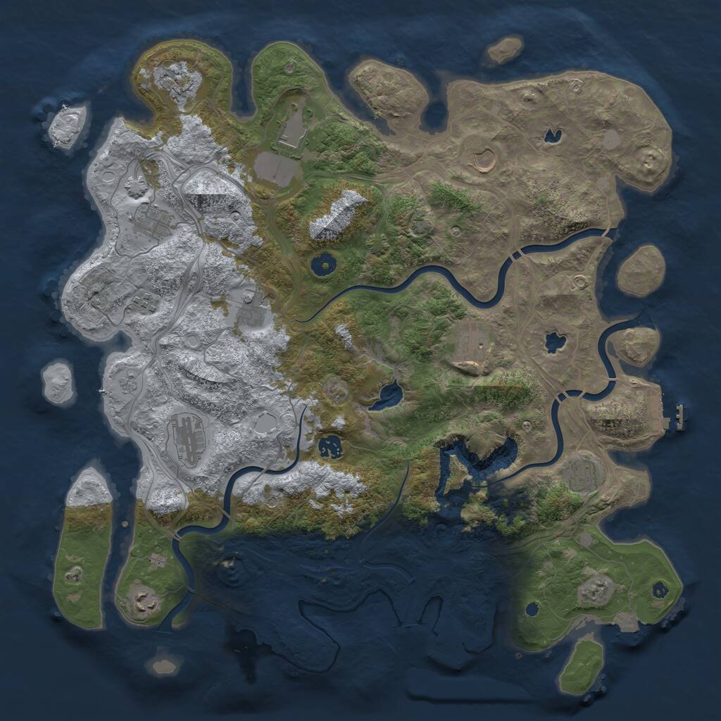 Rust Map: Procedural Map, Size: 4500, Seed: 819989047, 17 Monuments