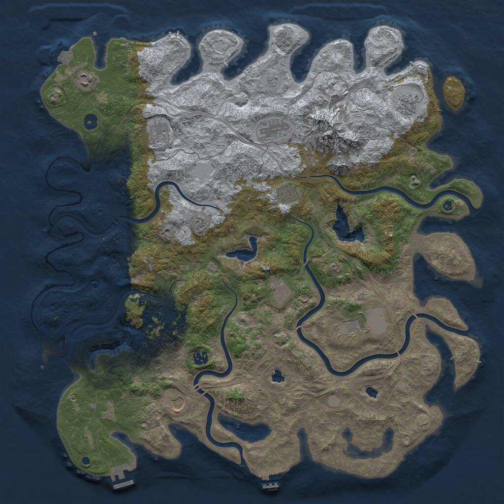 Rust Map: Procedural Map, Size: 5000, Seed: 1350603021, 16 Monuments