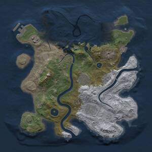 Thumbnail Rust Map: Procedural Map, Size: 3000, Seed: 1670390478, 9 Monuments