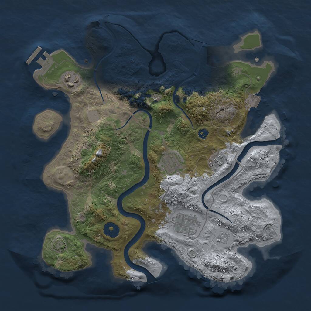 Rust Map: Procedural Map, Size: 3000, Seed: 1670390478, 9 Monuments