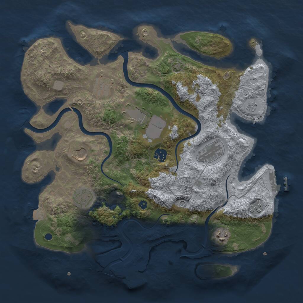 Rust Map: Procedural Map, Size: 3500, Seed: 983439559, 14 Monuments