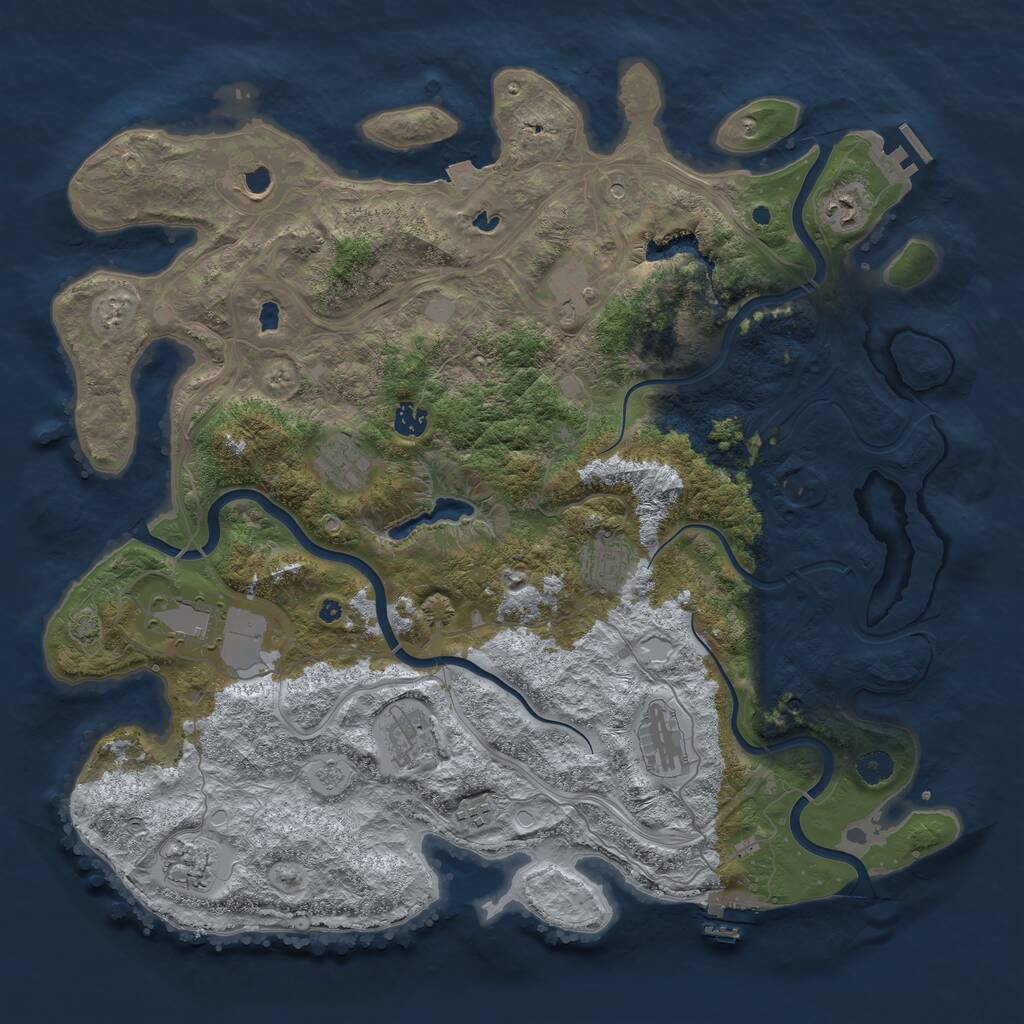 Rust Map: Procedural Map, Size: 4500, Seed: 1037404071, 17 Monuments