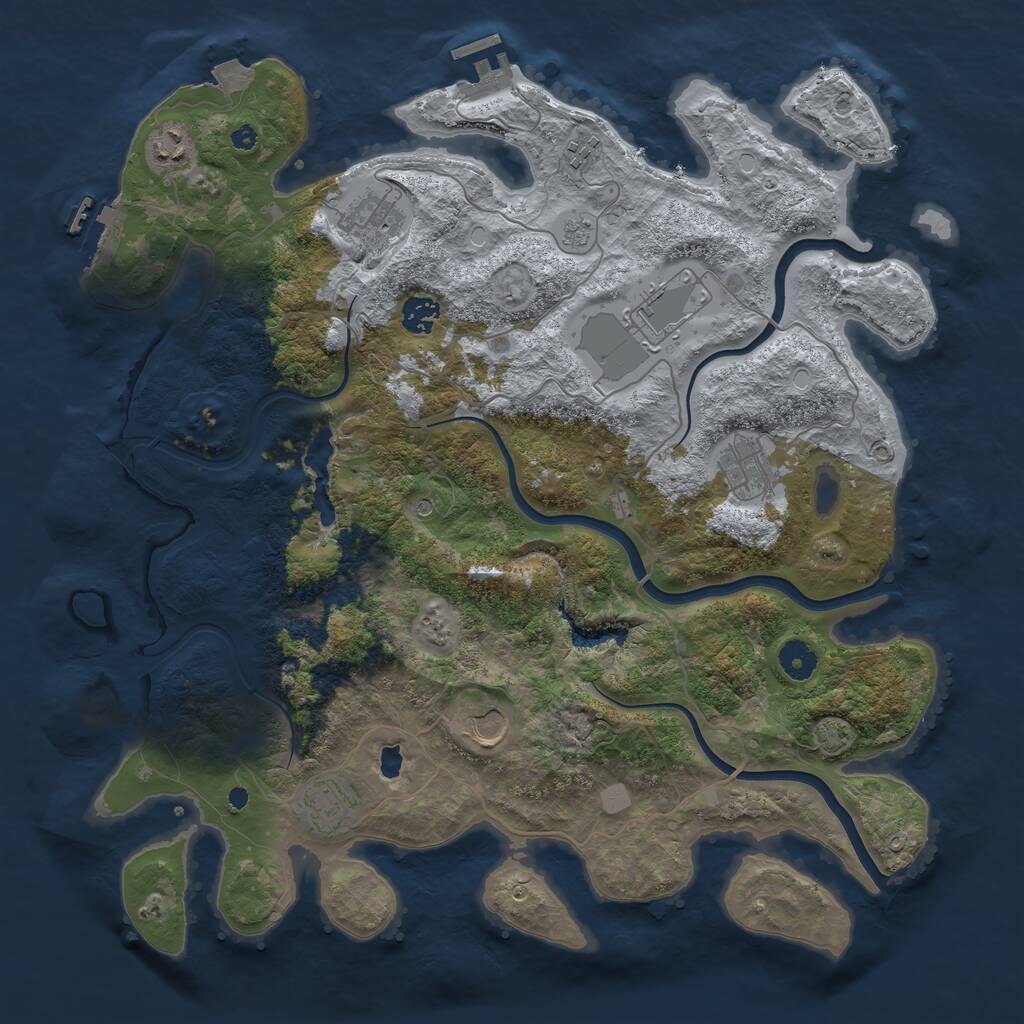 Rust Map: Procedural Map, Size: 4050, Seed: 188371255, 14 Monuments