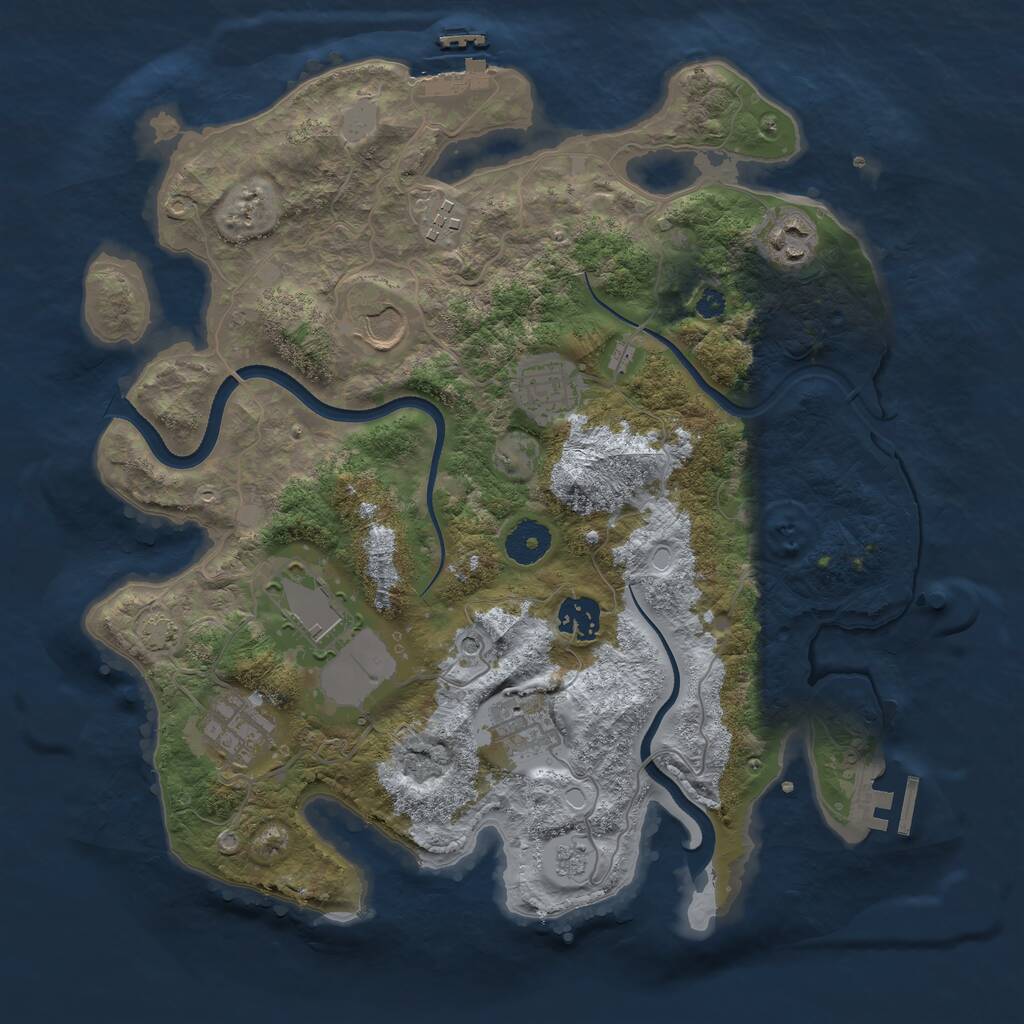 Rust Map: Procedural Map, Size: 3500, Seed: 1883642944, 14 Monuments