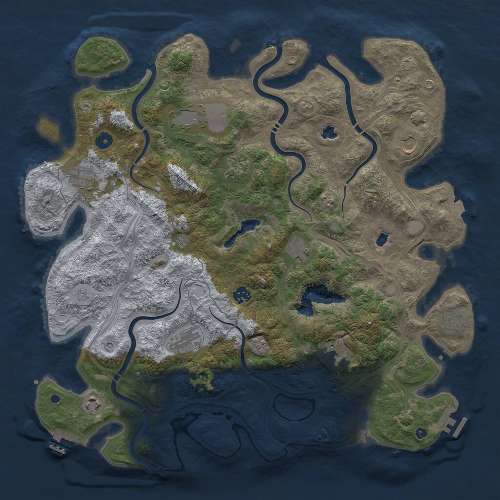 Rust Map: Procedural Map, Size: 4500, Seed: 639708872, 17 Monuments