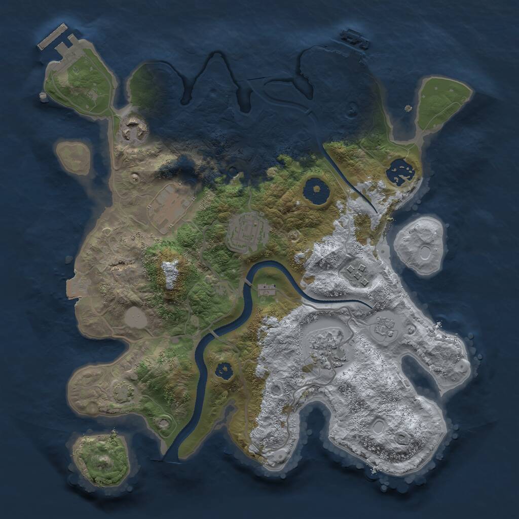 Rust Map: Procedural Map, Size: 3000, Seed: 144336120, 12 Monuments
