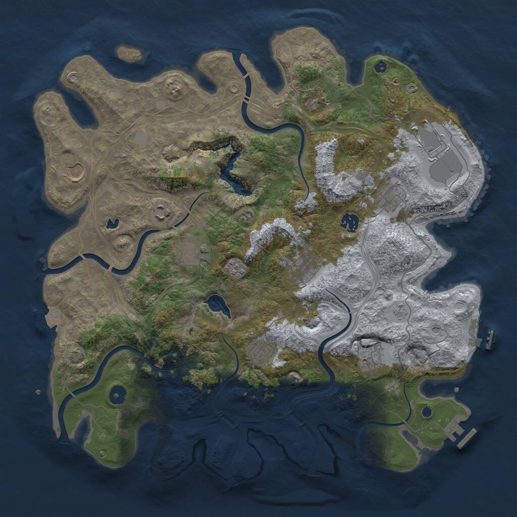 Rust Map: Procedural Map, Size: 4250, Seed: 76003354, 17 Monuments