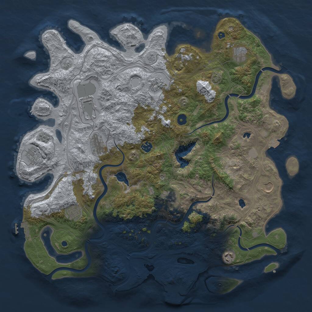 Rust Map: Procedural Map, Size: 4500, Seed: 1449136268, 17 Monuments
