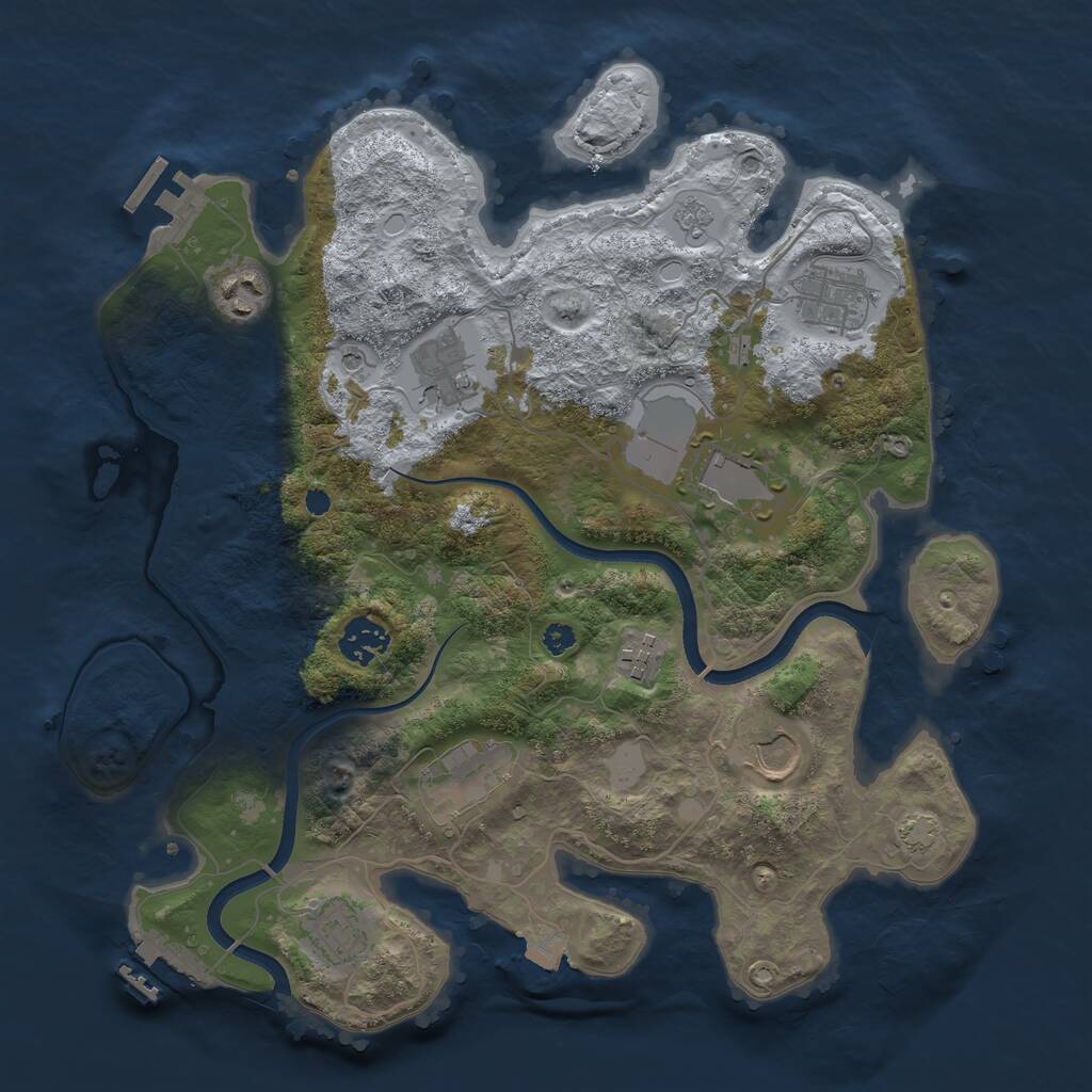 Rust Map: Procedural Map, Size: 3500, Seed: 228857351, 15 Monuments