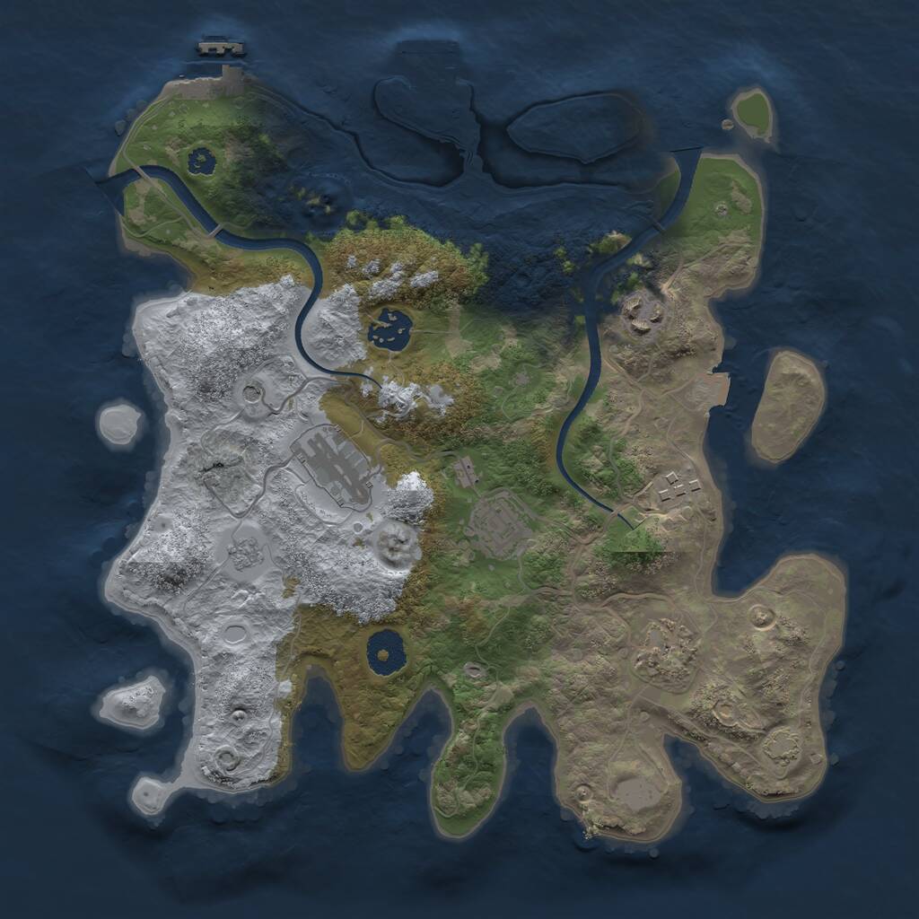 Rust Map: Procedural Map, Size: 3250, Seed: 2029028597, 12 Monuments