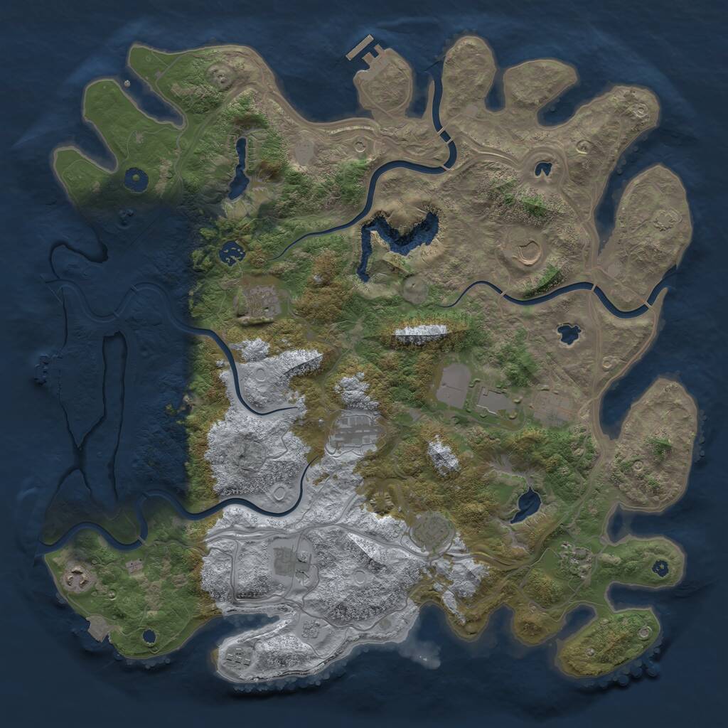 Rust Map: Procedural Map, Size: 4500, Seed: 1487637806, 17 Monuments