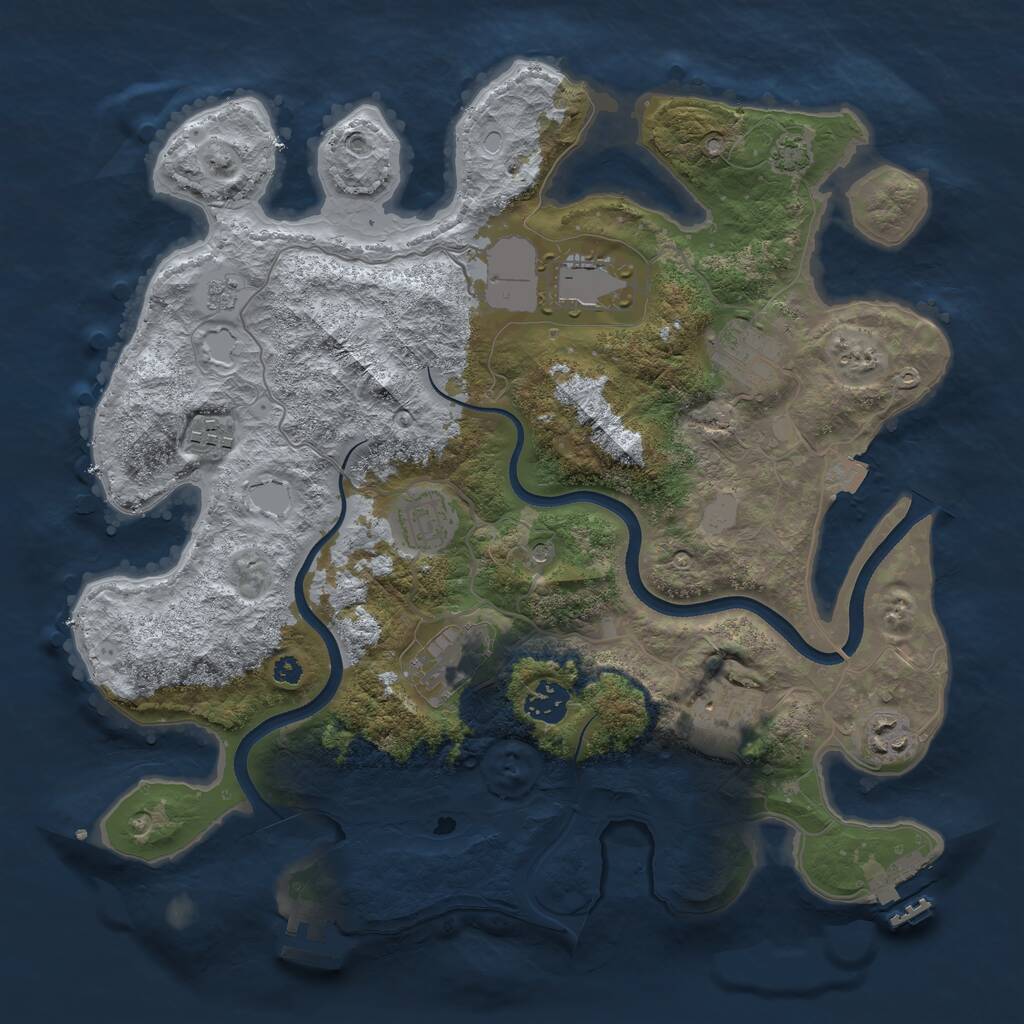 Rust Map: Procedural Map, Size: 3600, Seed: 966012302, 14 Monuments