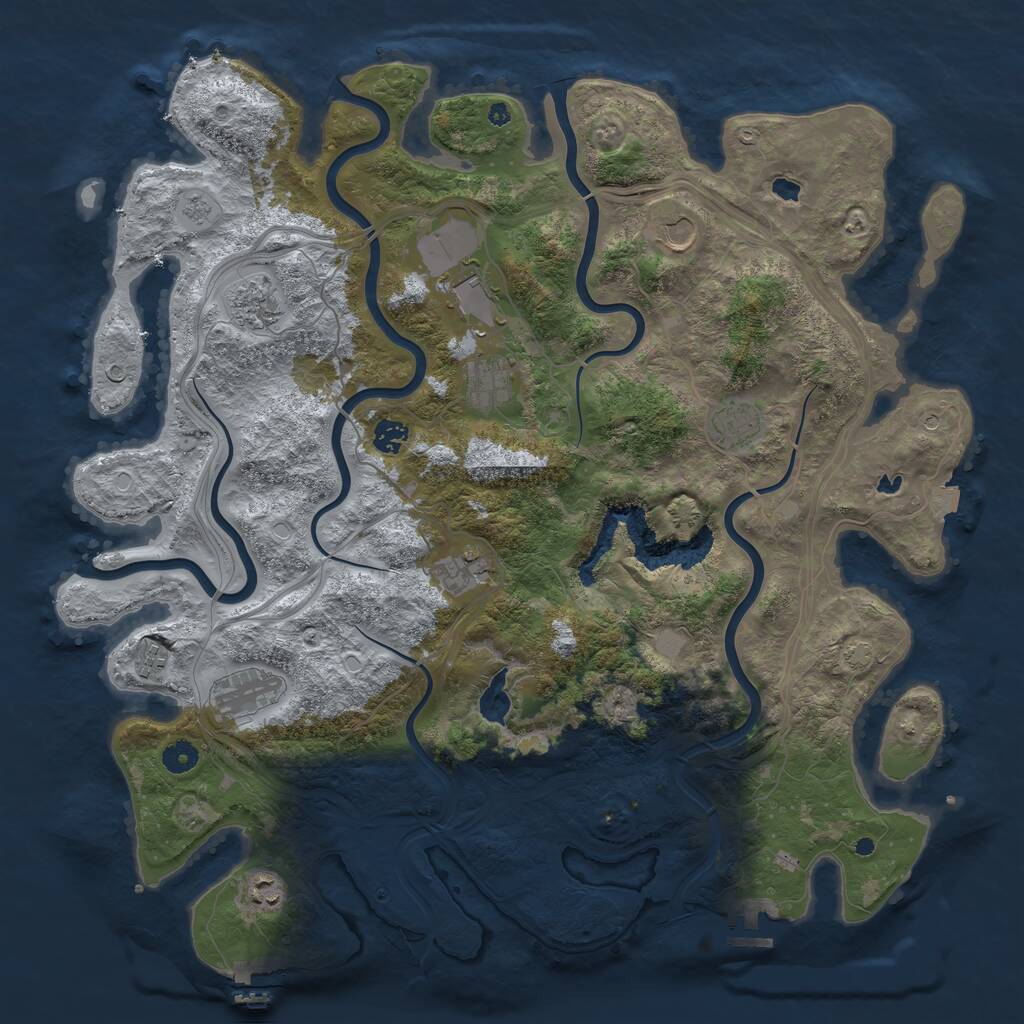 Rust Map: Procedural Map, Size: 4500, Seed: 222782298, 16 Monuments