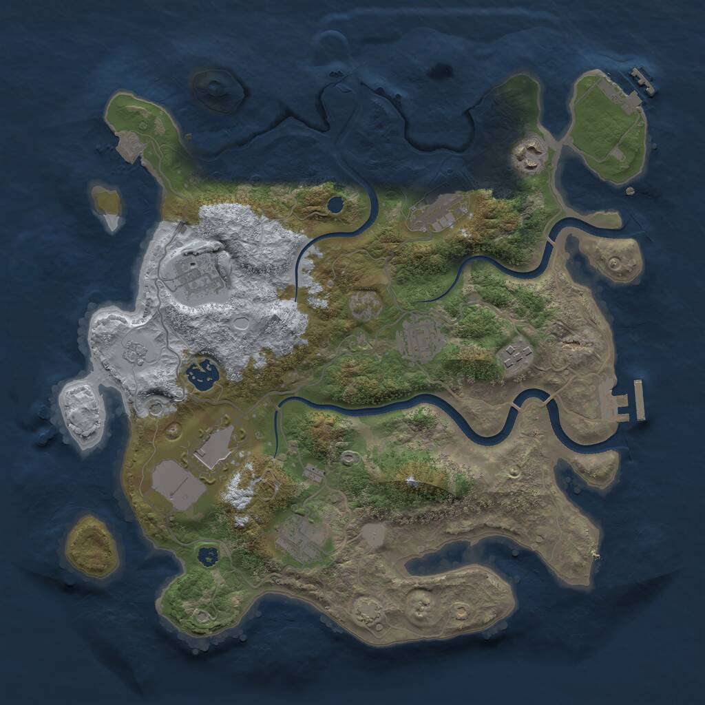 Rust Map: Procedural Map, Size: 3500, Seed: 1456283485, 14 Monuments