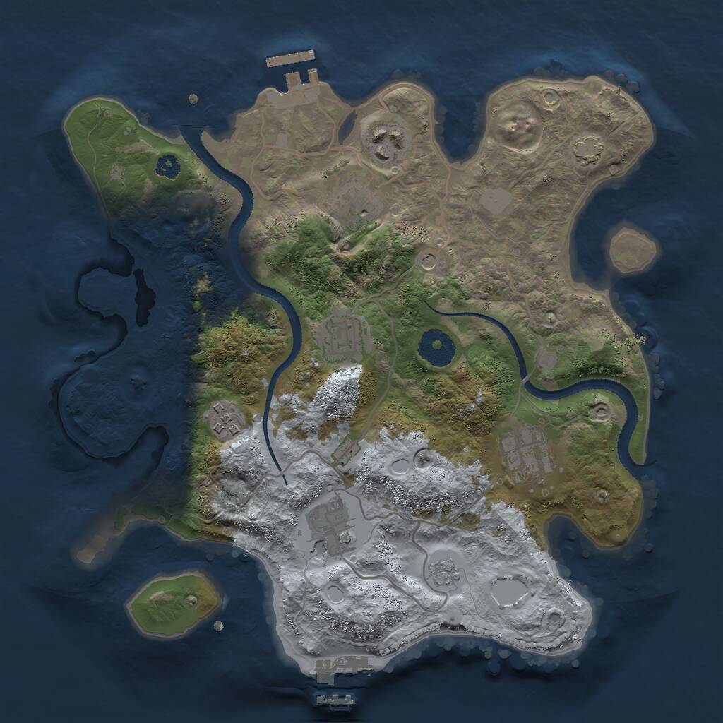 Rust Map: Procedural Map, Size: 3000, Seed: 90123923, 12 Monuments