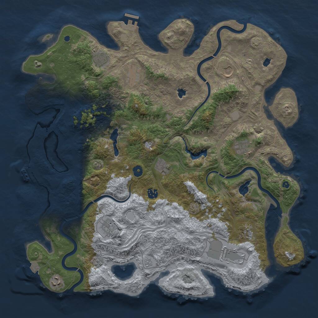 Rust Map: Procedural Map, Size: 4500, Seed: 158746574, 17 Monuments