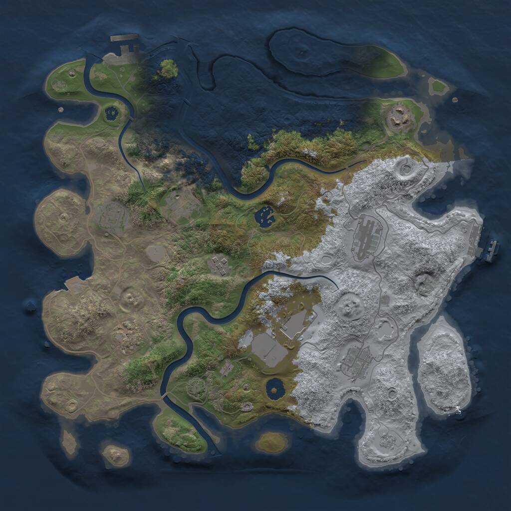 Rust Map: Procedural Map, Size: 3750, Seed: 442702501, 15 Monuments