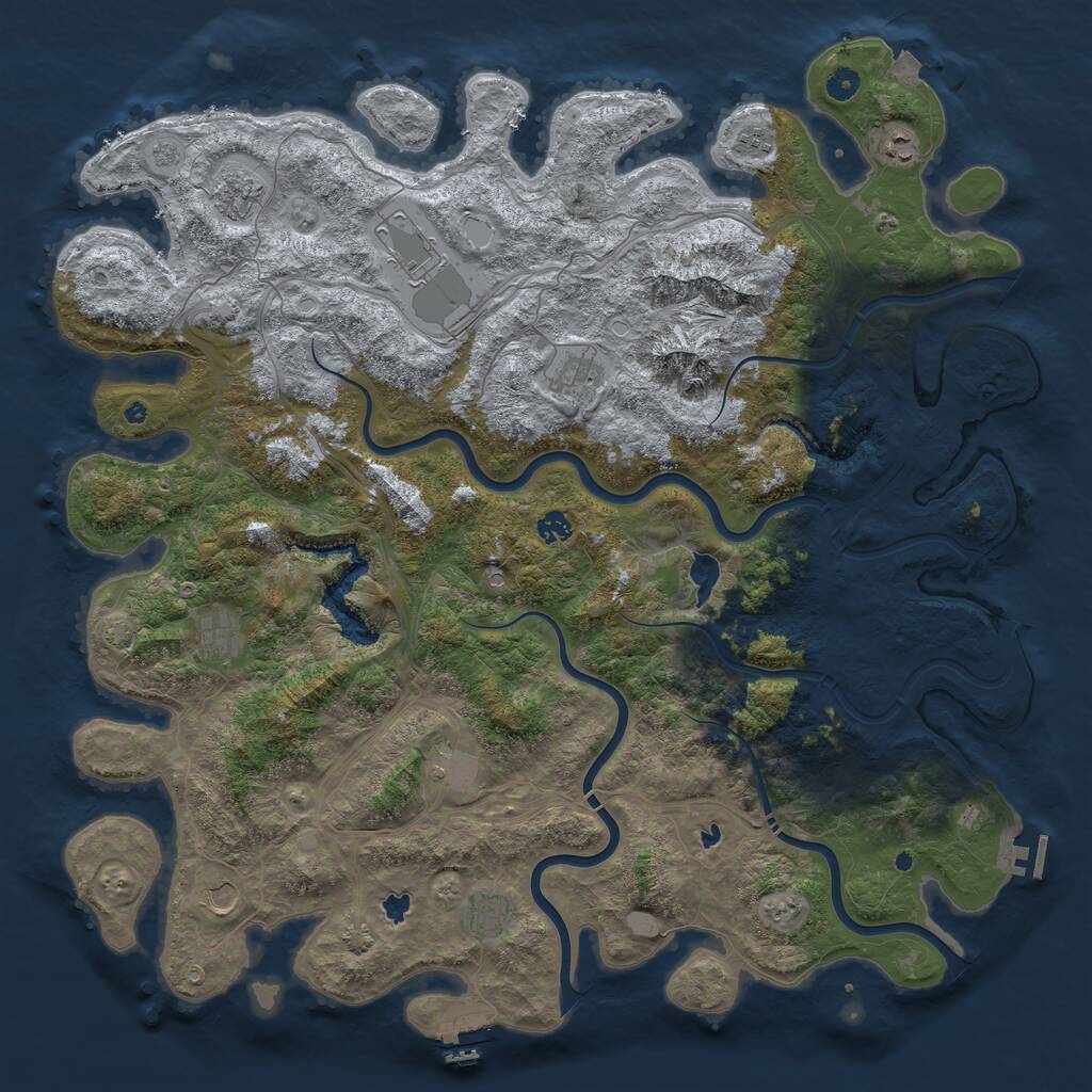 Rust Map: Procedural Map, Size: 5000, Seed: 1727983748, 16 Monuments