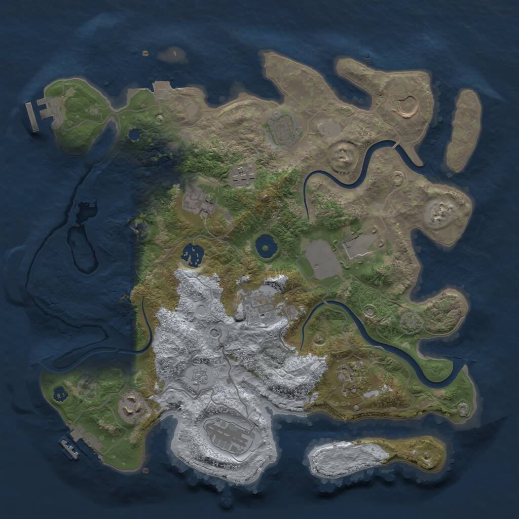 Rust Map: Procedural Map, Size: 3500, Seed: 1419182944, 16 Monuments