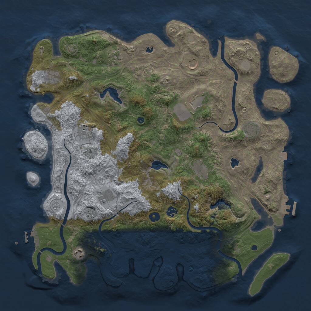 Rust Map: Procedural Map, Size: 4500, Seed: 1339034811, 17 Monuments