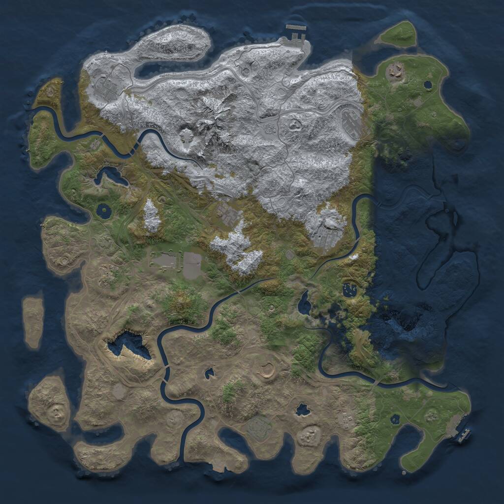 Rust Map: Procedural Map, Size: 5000, Seed: 77677, 17 Monuments