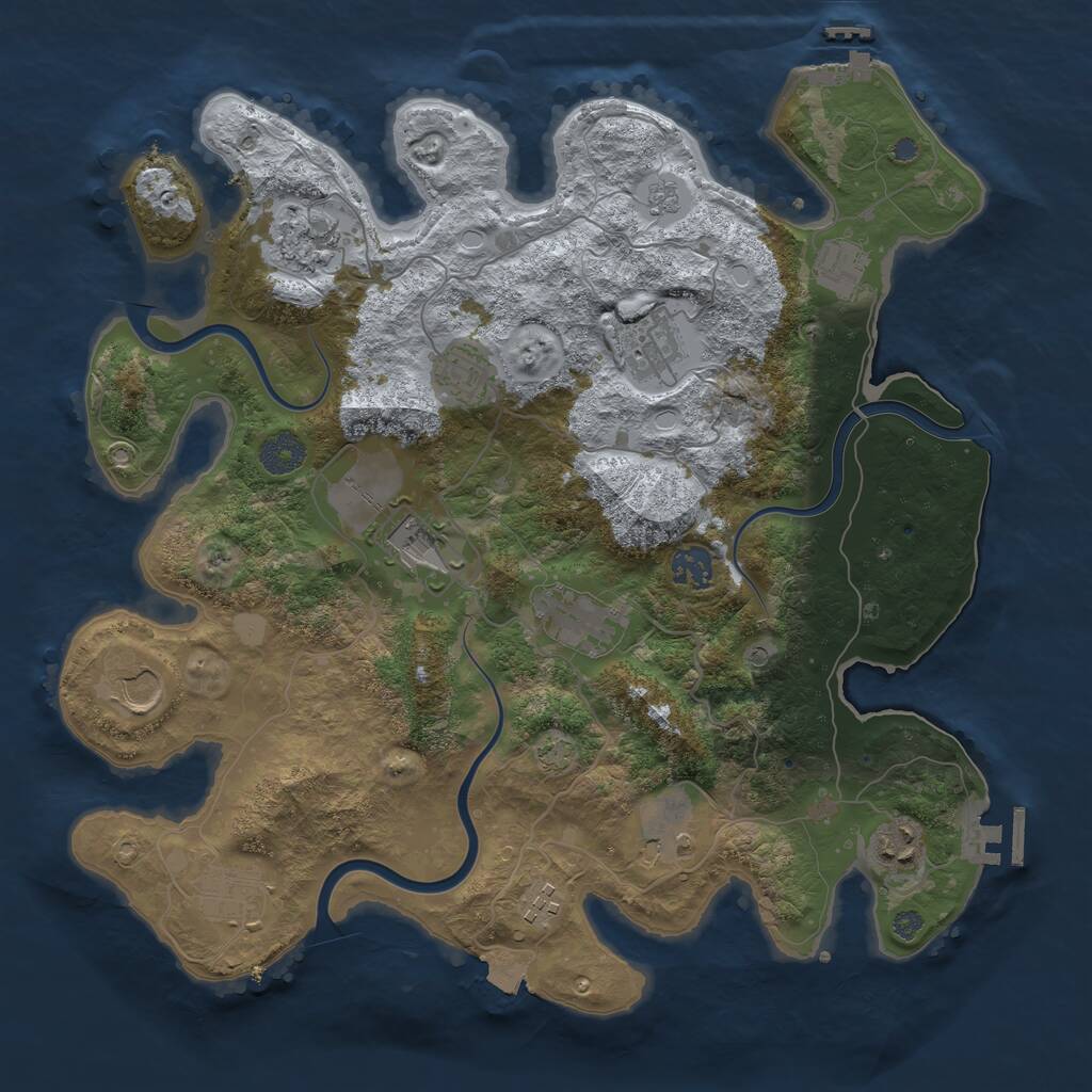 Rust Map: Procedural Map, Size: 3750, Seed: 213794146, 19 Monuments