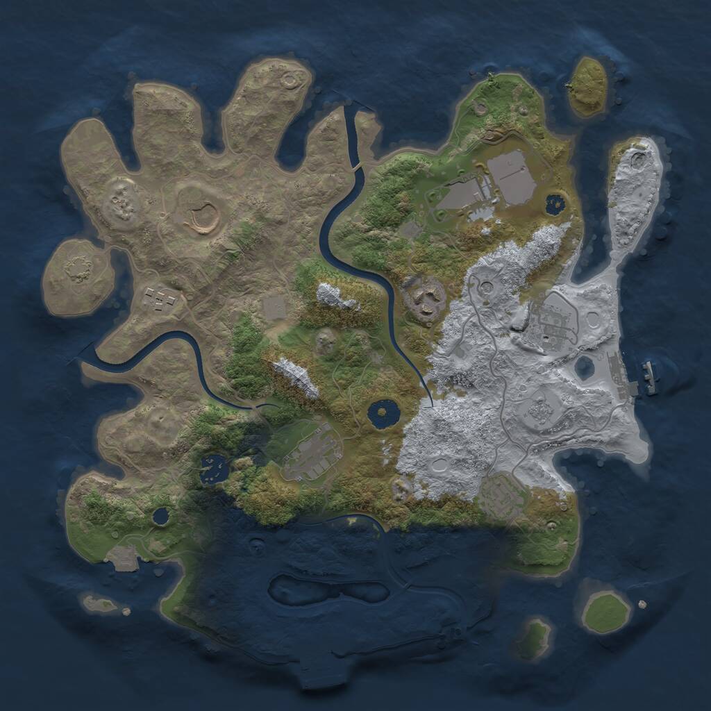 Rust Map: Procedural Map, Size: 3500, Seed: 1994021193, 14 Monuments