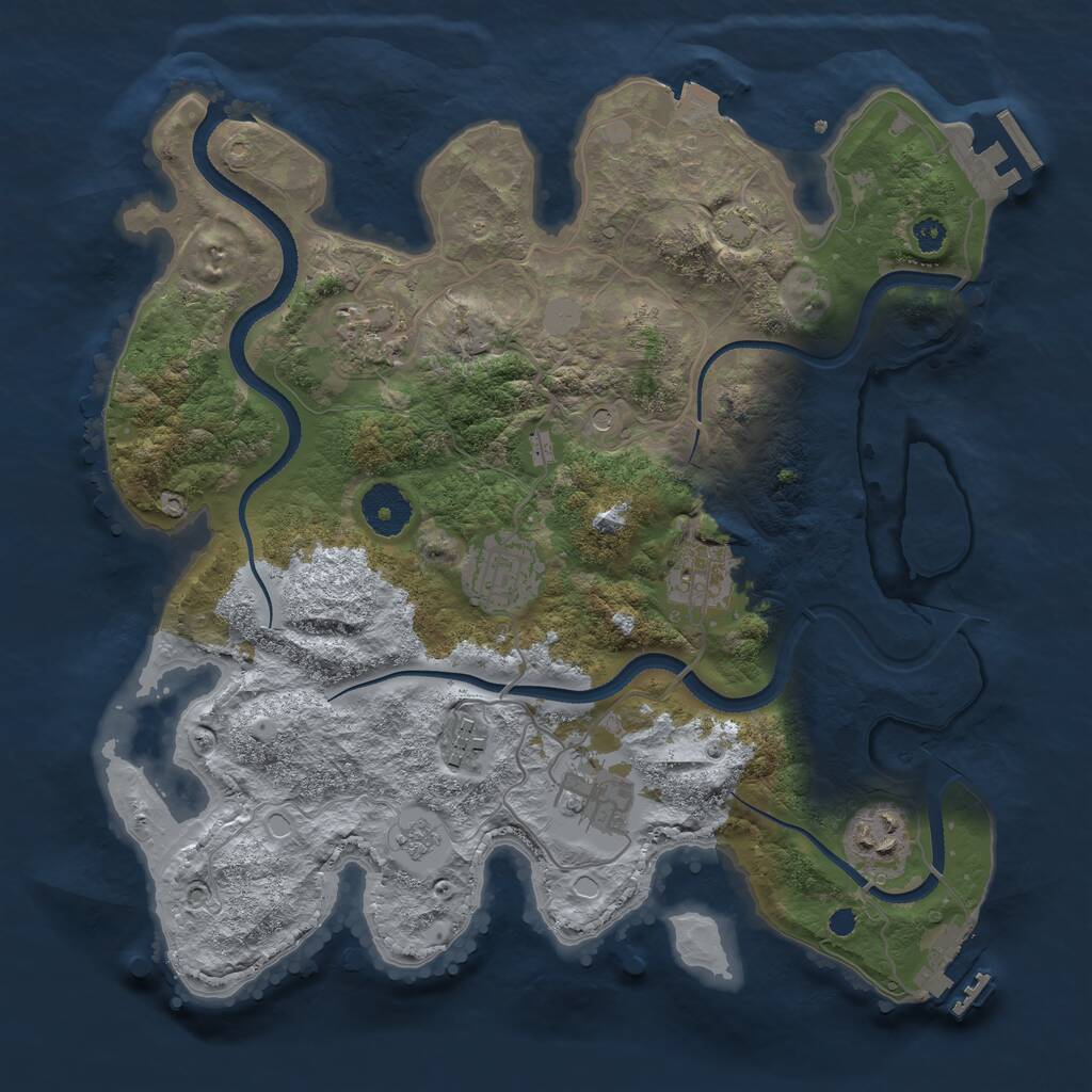 Rust Map: Procedural Map, Size: 3300, Seed: 1182674372, 12 Monuments