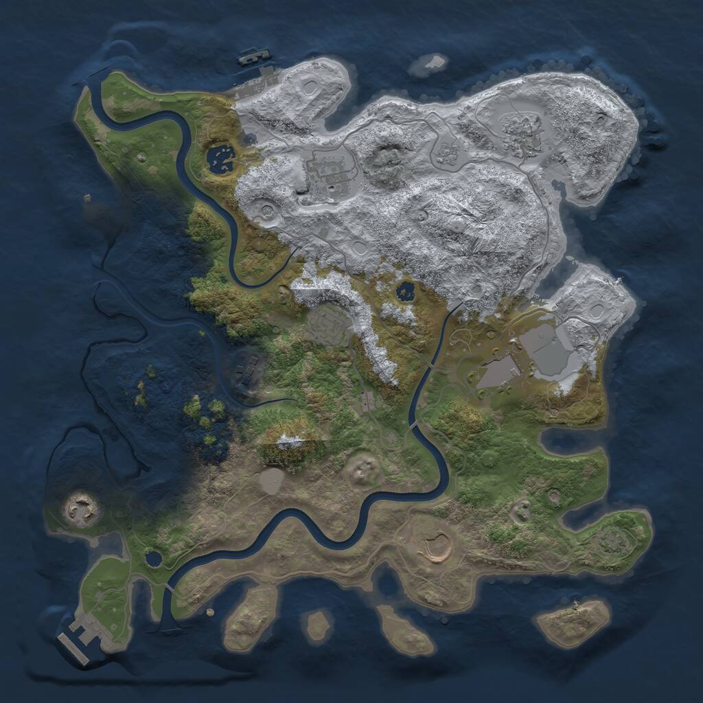 Rust Map: Procedural Map, Size: 3600, Seed: 1495209627, 14 Monuments