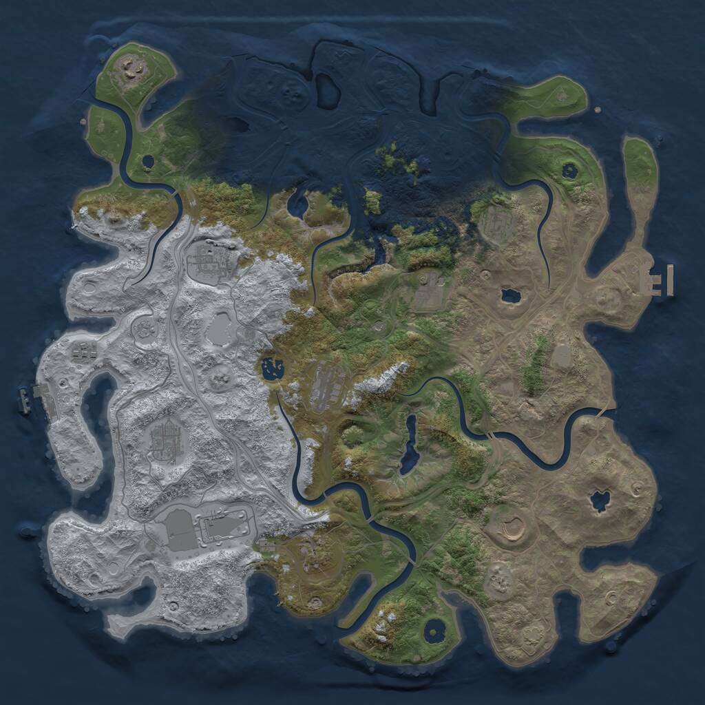 Rust Map: Procedural Map, Size: 4500, Seed: 382038783, 17 Monuments