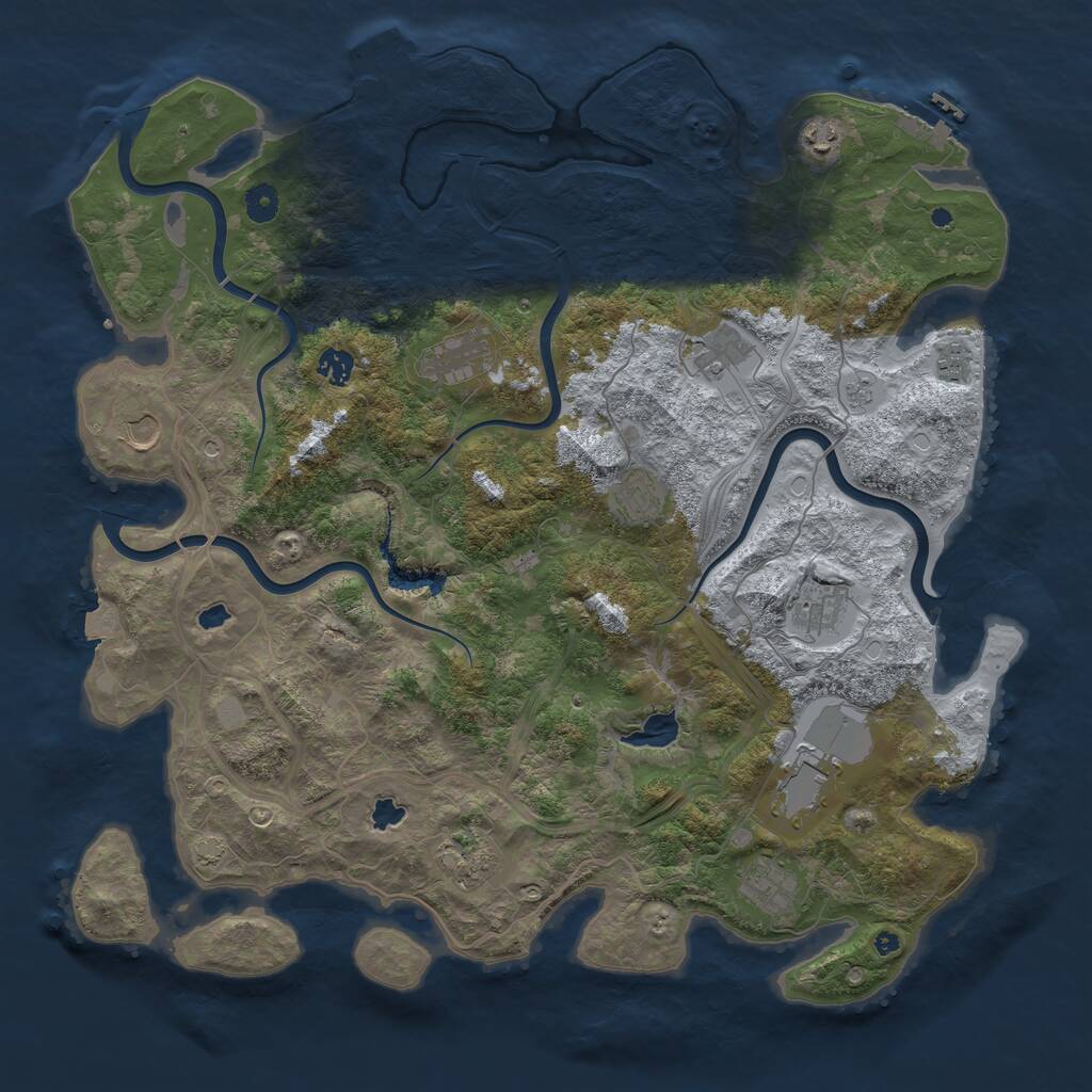 Rust Map: Procedural Map, Size: 4500, Seed: 1624602205, 17 Monuments