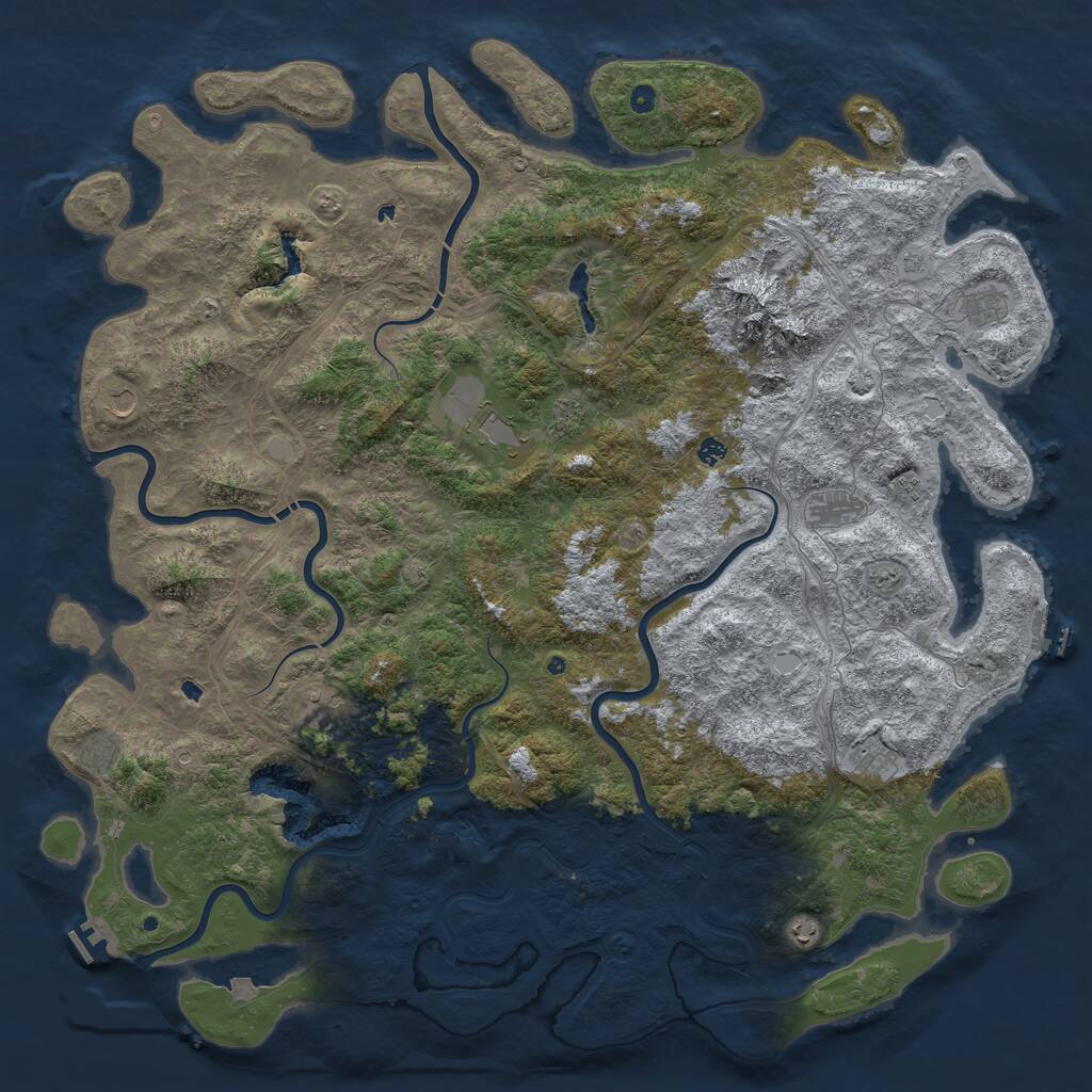 Rust Map: Procedural Map, Size: 6000, Seed: 158429009, 17 Monuments